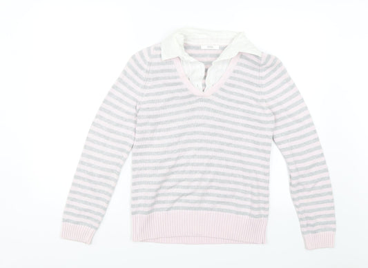 Marks and Spencer Womens Pink Striped  Pullover Jumper Size 12