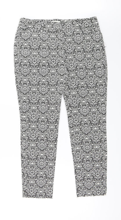 Monsoon Womens White Geometric  Trousers  Size 12 L25 in