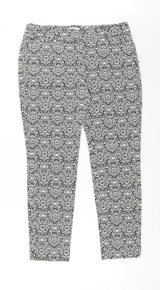 Monsoon Womens White Geometric  Trousers  Size 12 L25 in