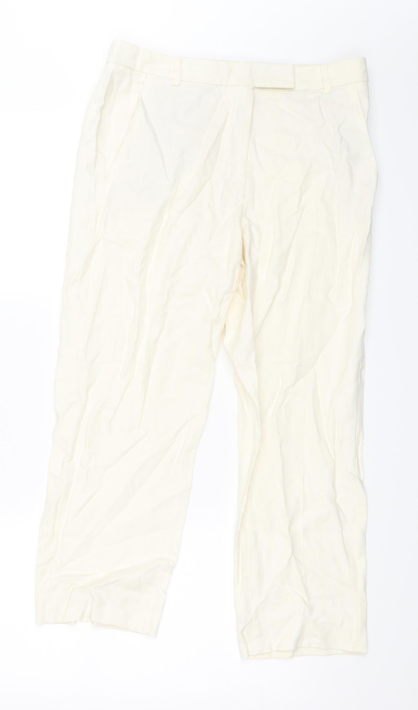 M&S Womens White   Trousers  Size 10 L20 in