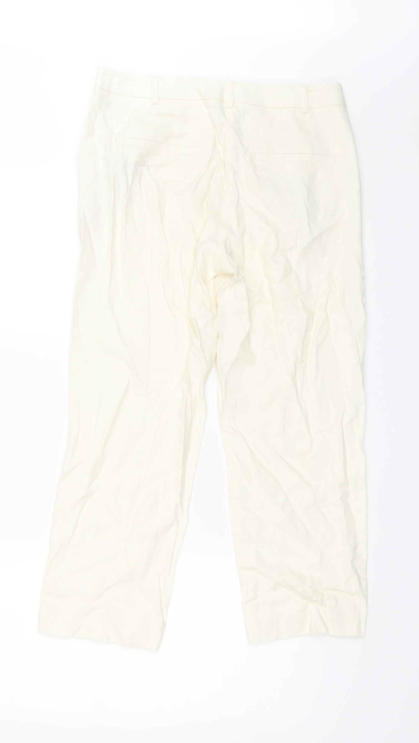 M&S Womens White   Trousers  Size 10 L20 in