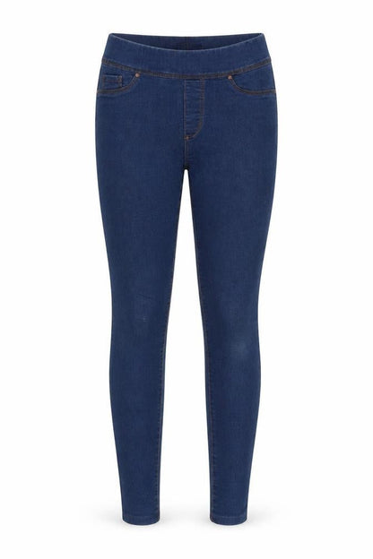 Front view of denim.co women’s blue jegging trousers, size UK 8, 29-inch leg