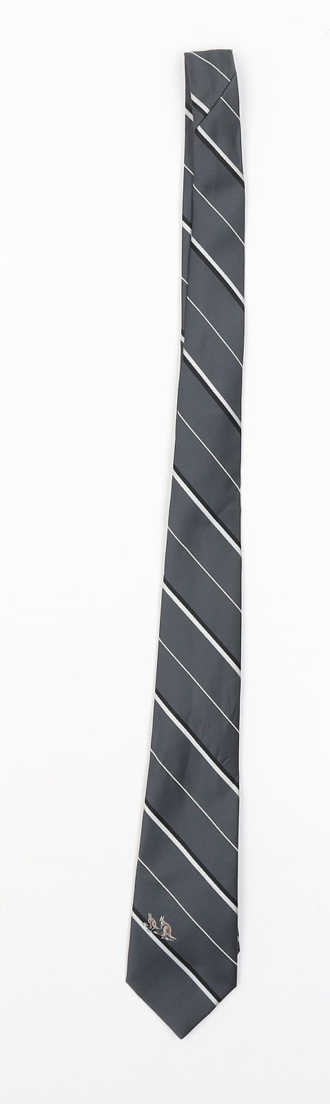 austico Mens Grey Striped  Pointed Tie One Size  - Kangaroo