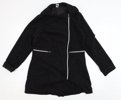 Additional front view of Le Redoute women’s black overcoat coat, size UK 10, - 10/12