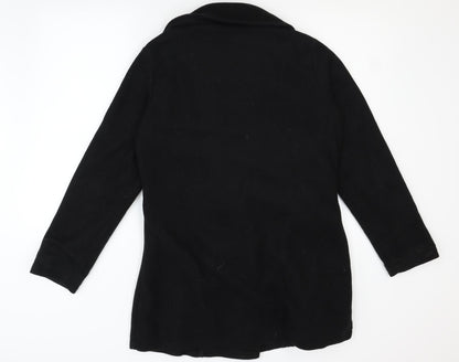 Back view of Le Redoute women’s black overcoat coat, size UK 10, - 10/12