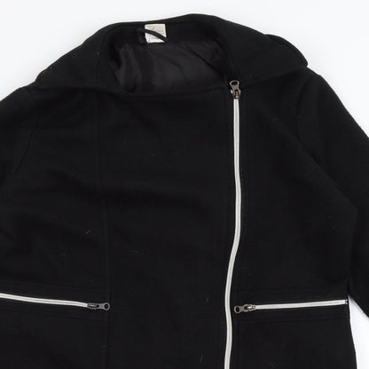 Close-up detail of Le Redoute women’s black overcoat coat, size UK 10, - 10/12