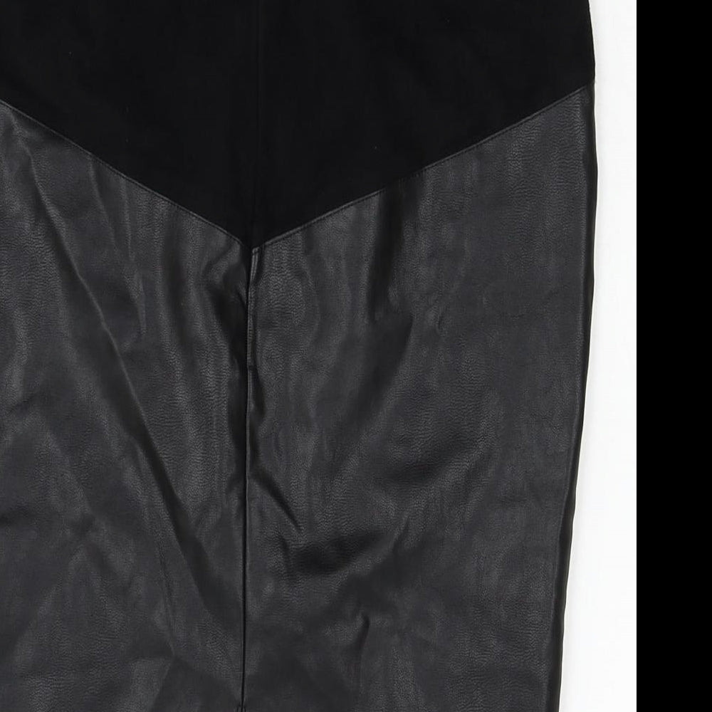 Papaya Womens Black   Straight & Pencil Skirt Size 8  - leather look