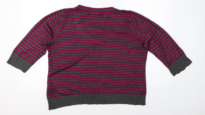 Preloved BHS Womens Pink Striped  Pullover Jumper Size 14 - Back