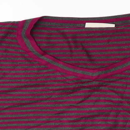 Preloved BHS Womens Pink Striped  Pullover Jumper Size 14 - Detail