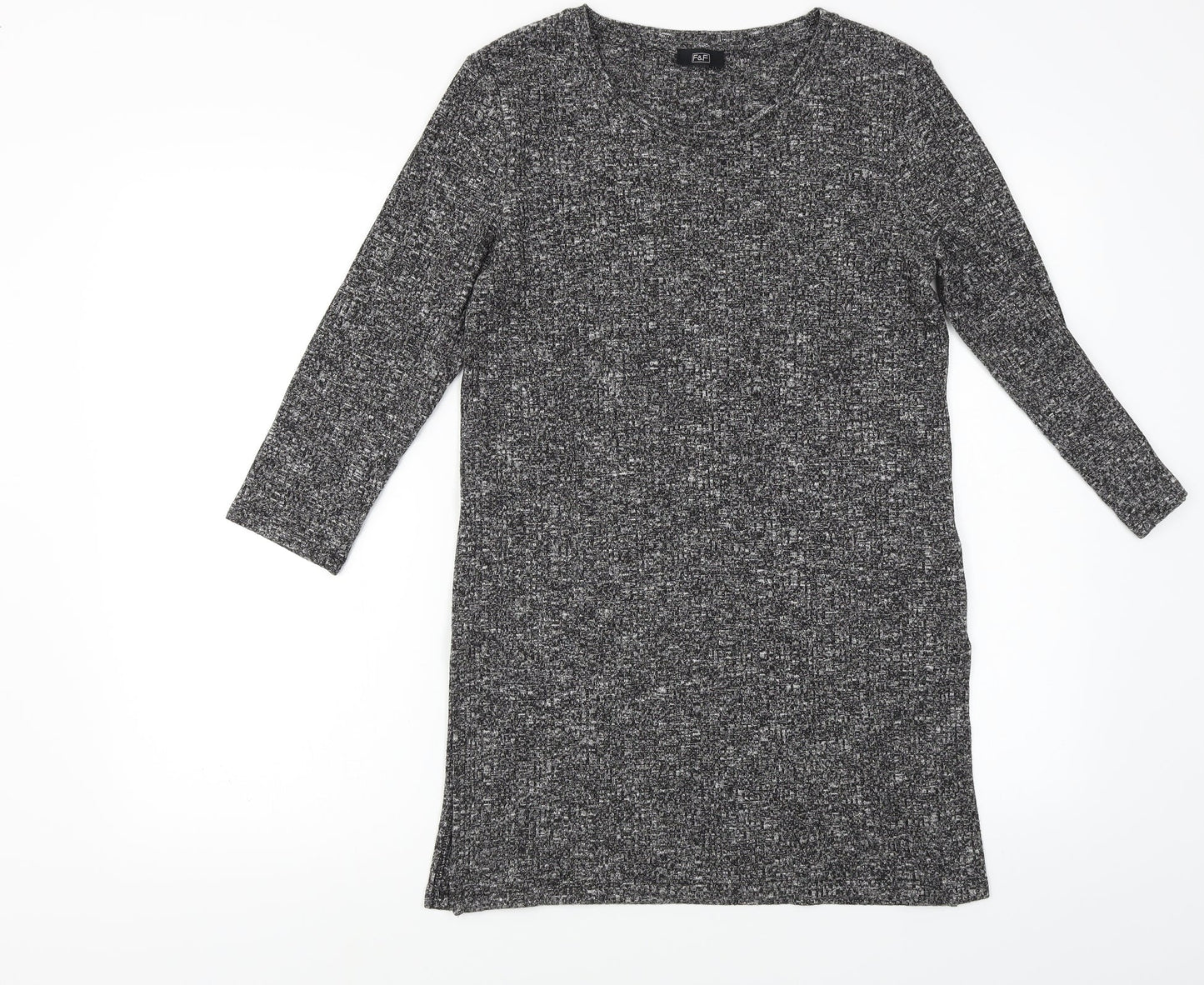 F&F Womens Grey Houndstooth  Pullover Jumper Size 10