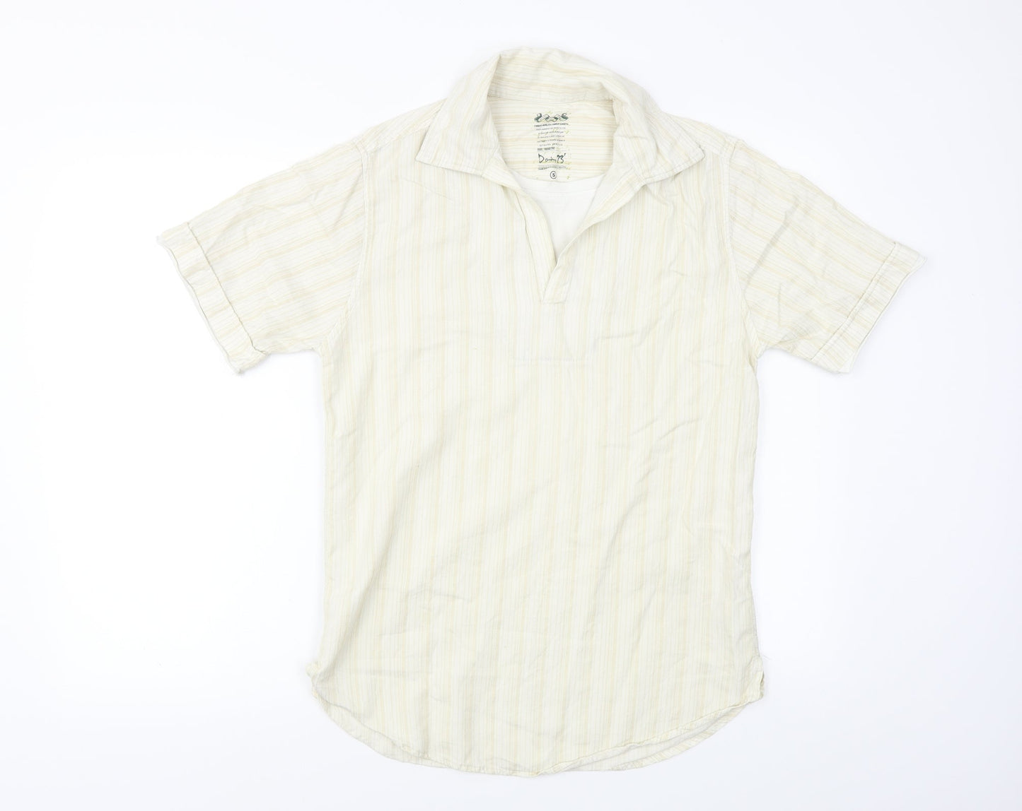 Denim 73 Mens Beige Polka Dot   Button-Up Size S