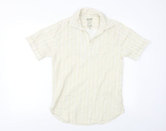 Denim 73 Mens Beige Polka Dot   Button-Up Size S