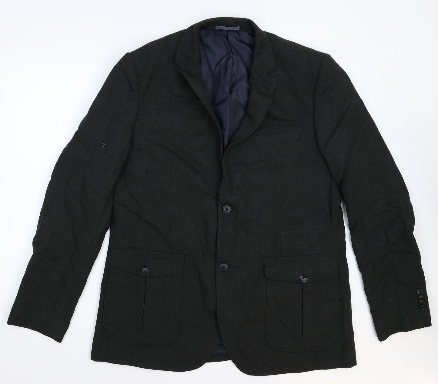 Marks and Spencer Mens Black Check  Jacket Suit Jacket Size 44