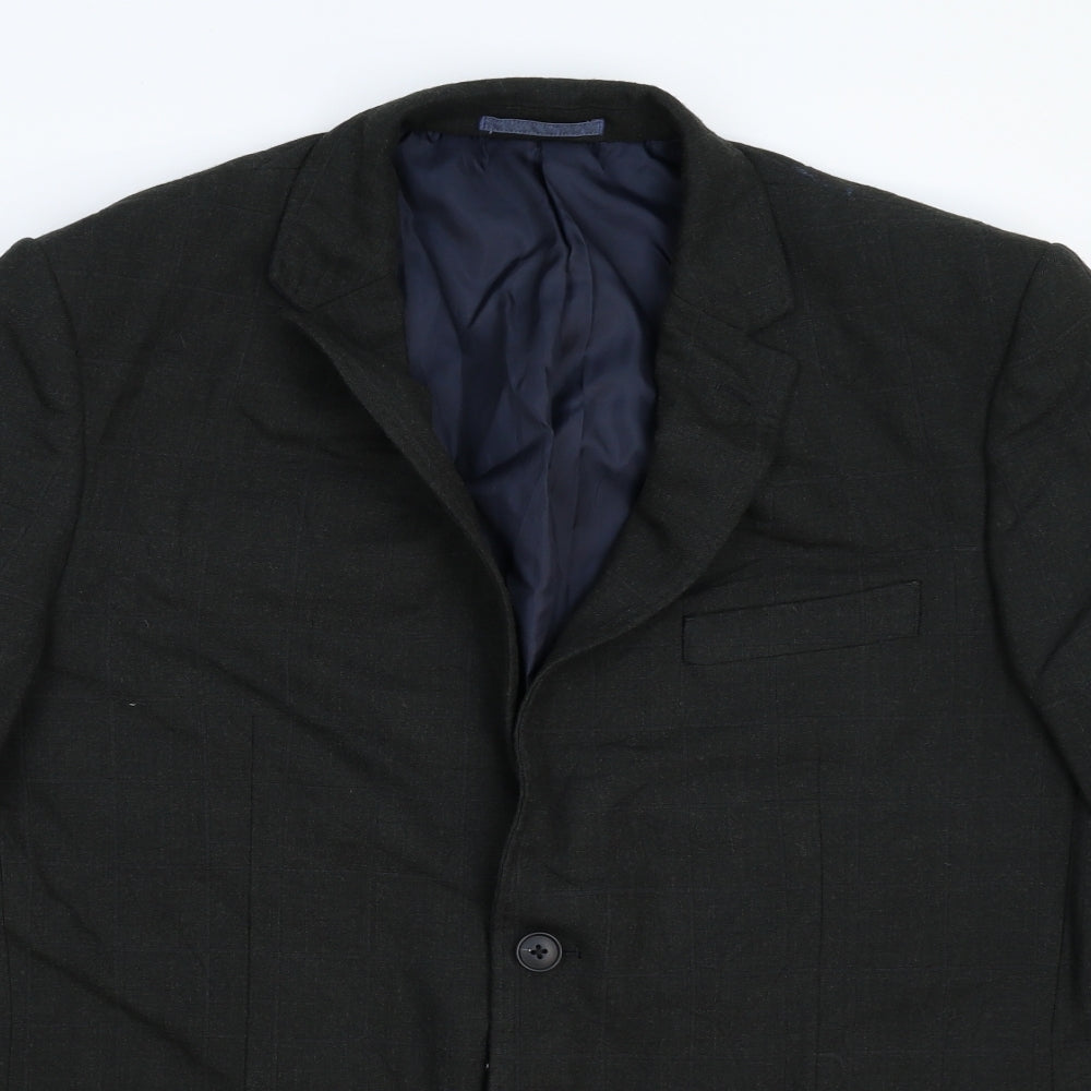 Marks and Spencer Mens Black Check  Jacket Suit Jacket Size 44