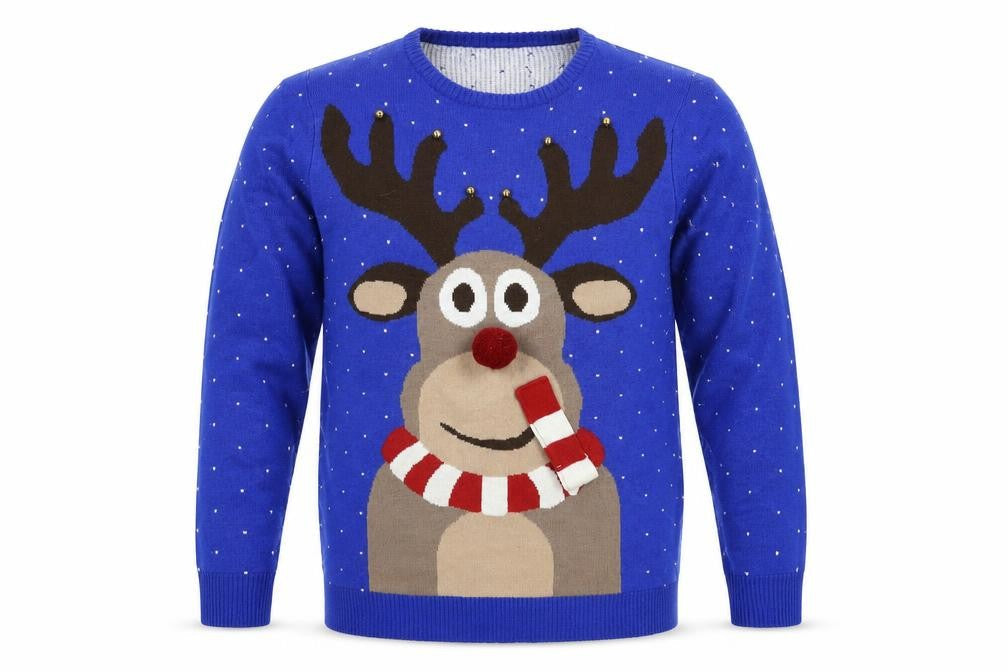 Saxnet Mens Blue  Knit Pullover Jumper Size S  - Christmas