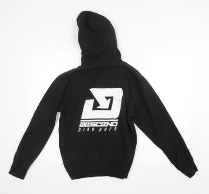 Back view of Awdis men’s black pullover hoodie, size XS