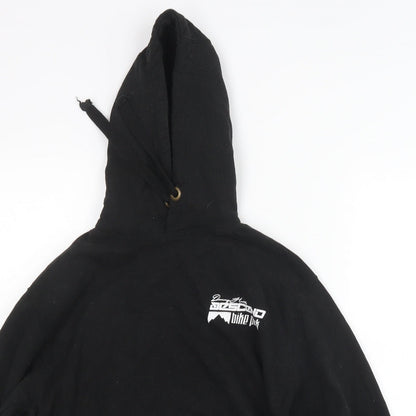 Close-up detail of Awdis men’s black pullover hoodie, size XS