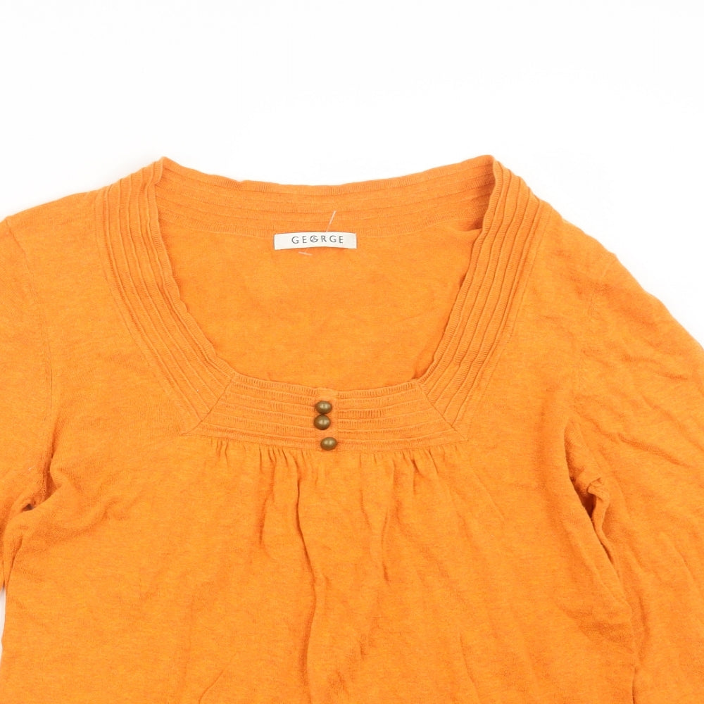 George Womens Orange  Knit Pullover Jumper Size 14