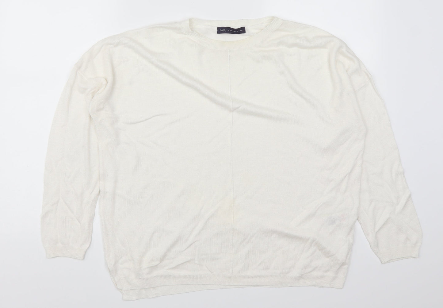 Marks and Spencer Womens White   Pullover Jumper Size L