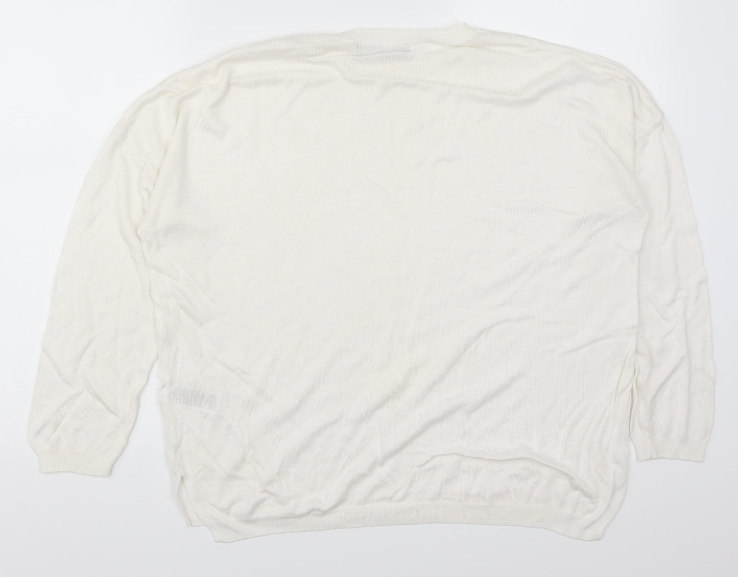 Marks and Spencer Womens White   Pullover Jumper Size L