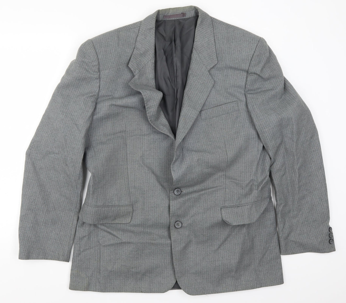 Preworn Mens Grey Striped  Jacket Suit Jacket Size 42