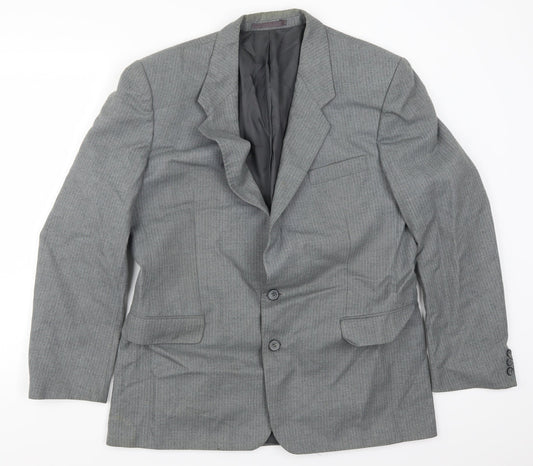 Preworn Mens Grey Striped  Jacket Suit Jacket Size 42