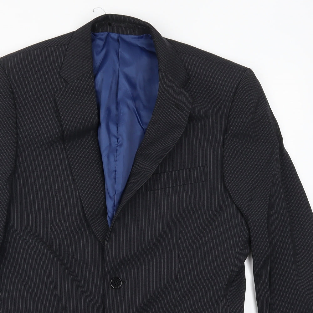 Charlton Gray  Mens Grey Striped  Jacket Suit Jacket Size 38