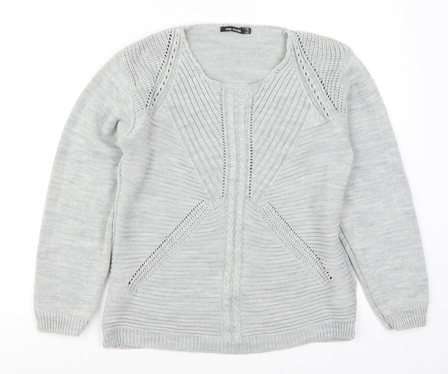 Mia Moda Womens Grey   Pullover Jumper Size S