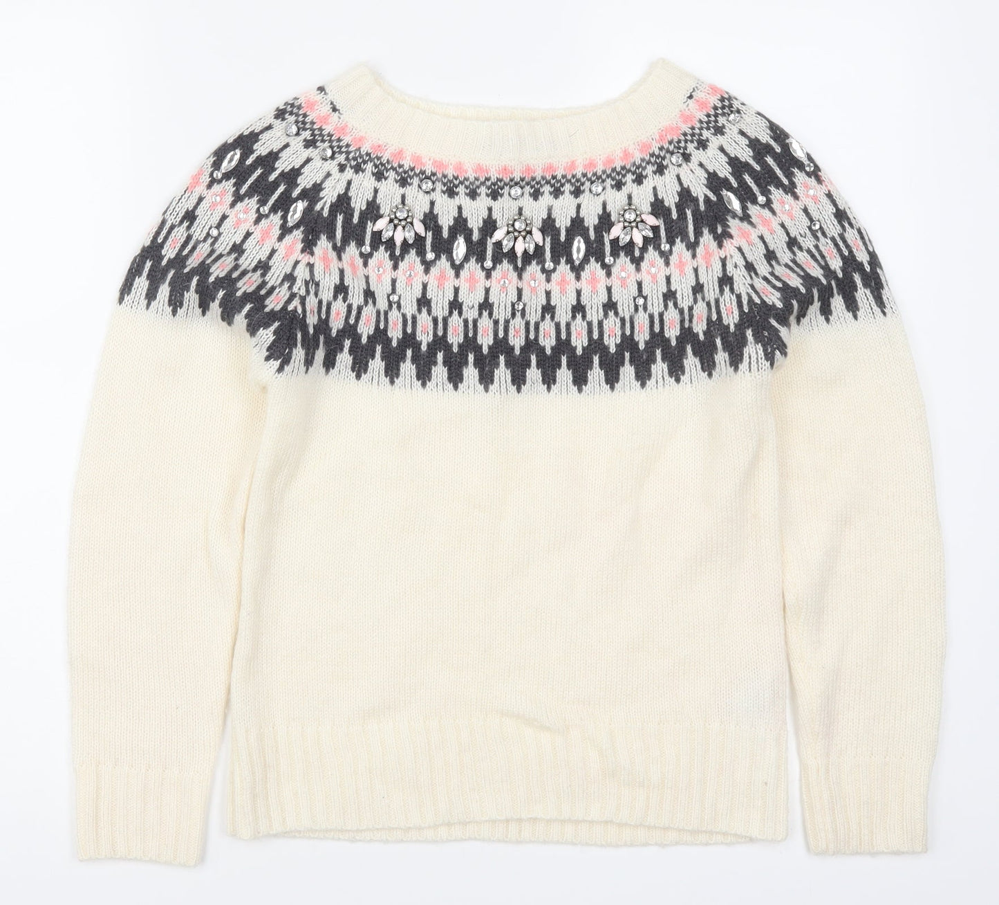 Dorothy Perkins Womens Beige Geometric  Pullover Jumper Size 4