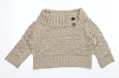 Front view of Be Beau women’s brown knit jumper, size UK 14