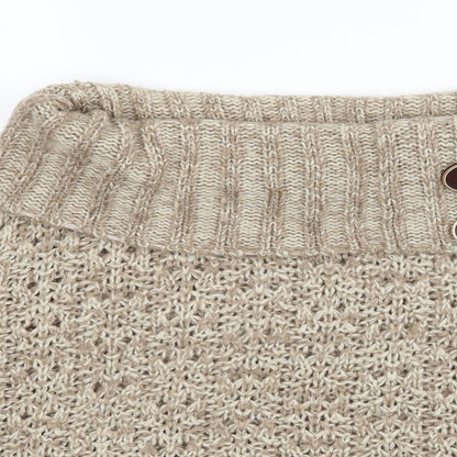 Close-up detail of Be Beau women’s brown knit jumper, size UK 14