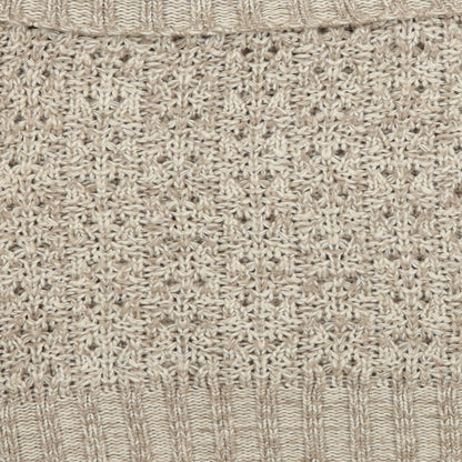 Brand and care label for Be Beau women’s brown knit jumper, size UK 14