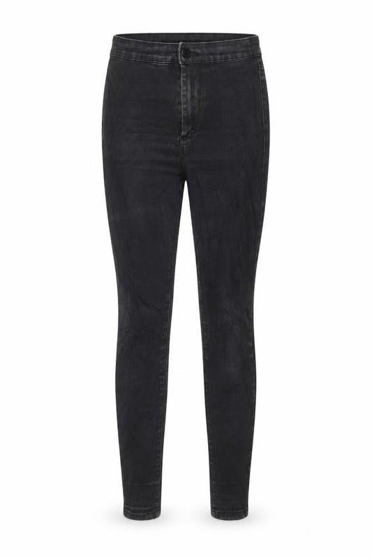 Front view of Denim & Co. women’s black denim skinny jeans, size UK 8, 27-inch leg