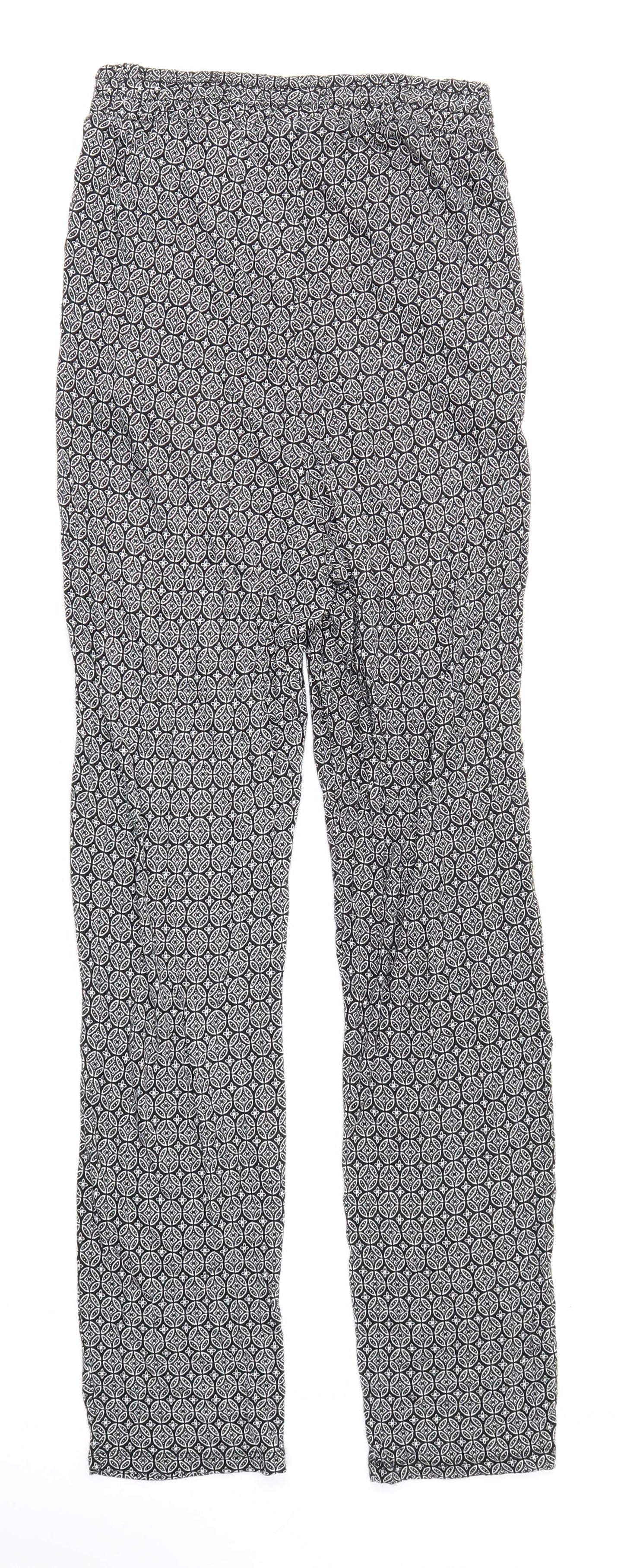 H&M Womens Black Floral  Jogger Trousers Size XS L27 in