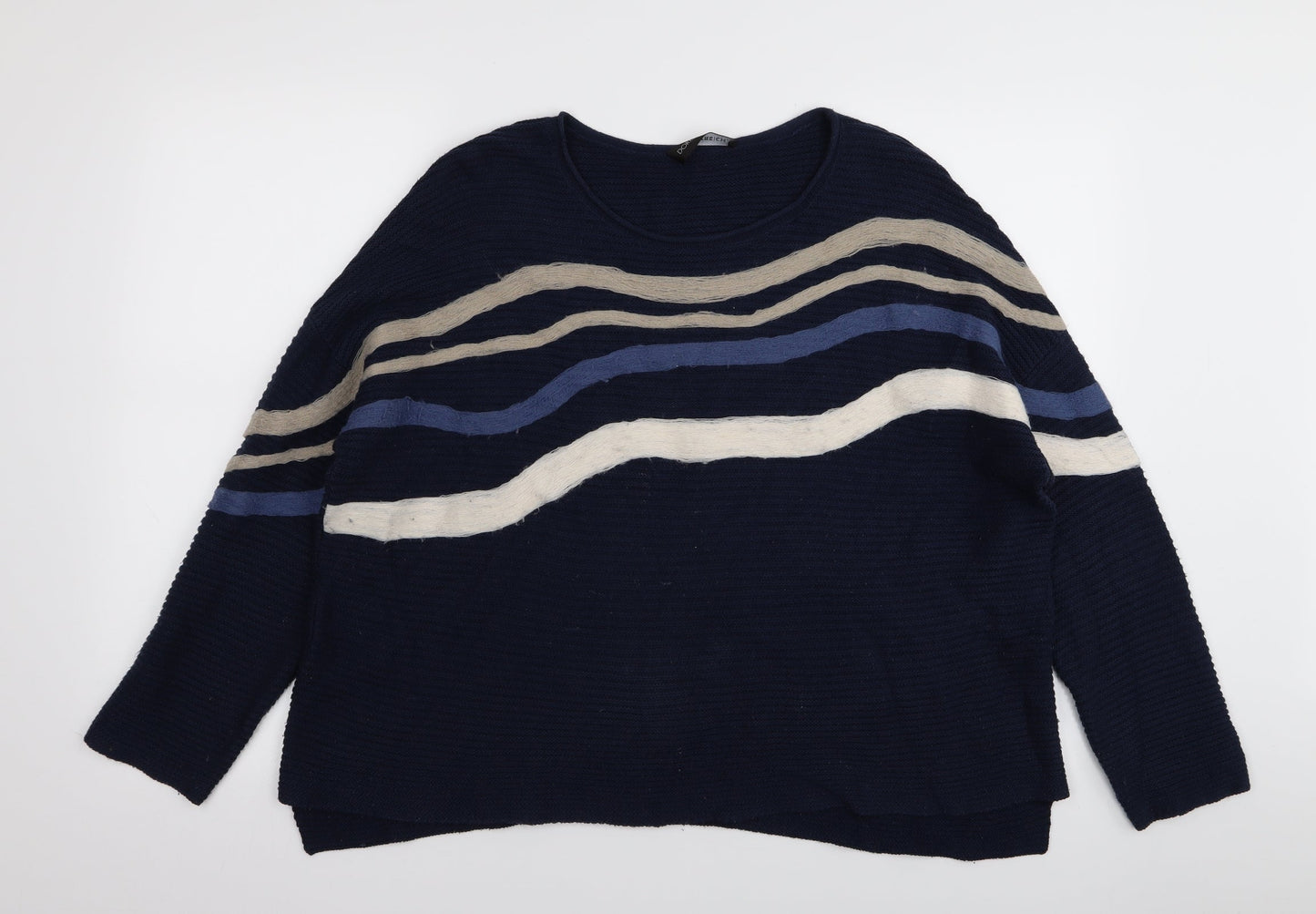 Doris Stretch Womens Blue Striped  Pullover Jumper Size 14