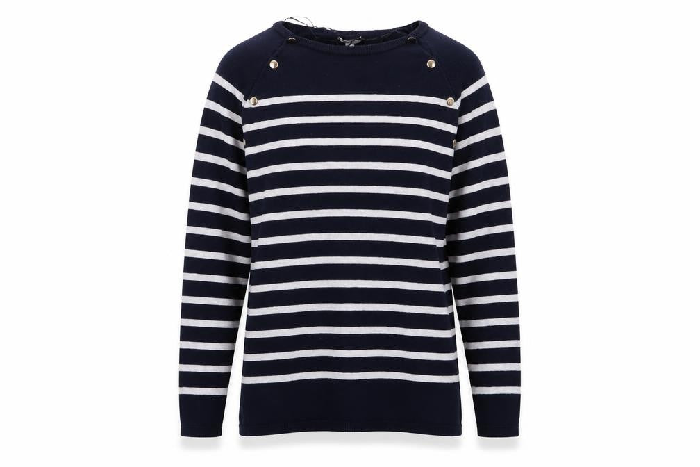 Vertbaudet Womens Blue Striped  Pullover Jumper Size 12