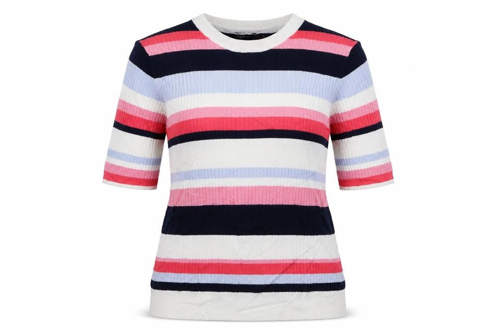Marks & Spencer Womens Multicoloured Striped  Basic T-Shirt Size 12
