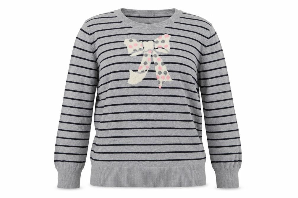 Oasis Womens Grey Striped  Pullover Jumper Size M