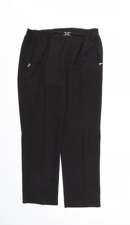 Additional front view of CANDA women’s black trousers, size UK 12, - stretch waistband