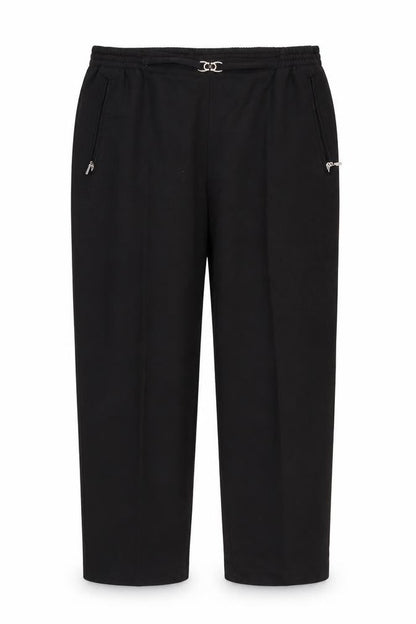 Front view of CANDA women’s black trousers, size UK 12, - stretch waistband