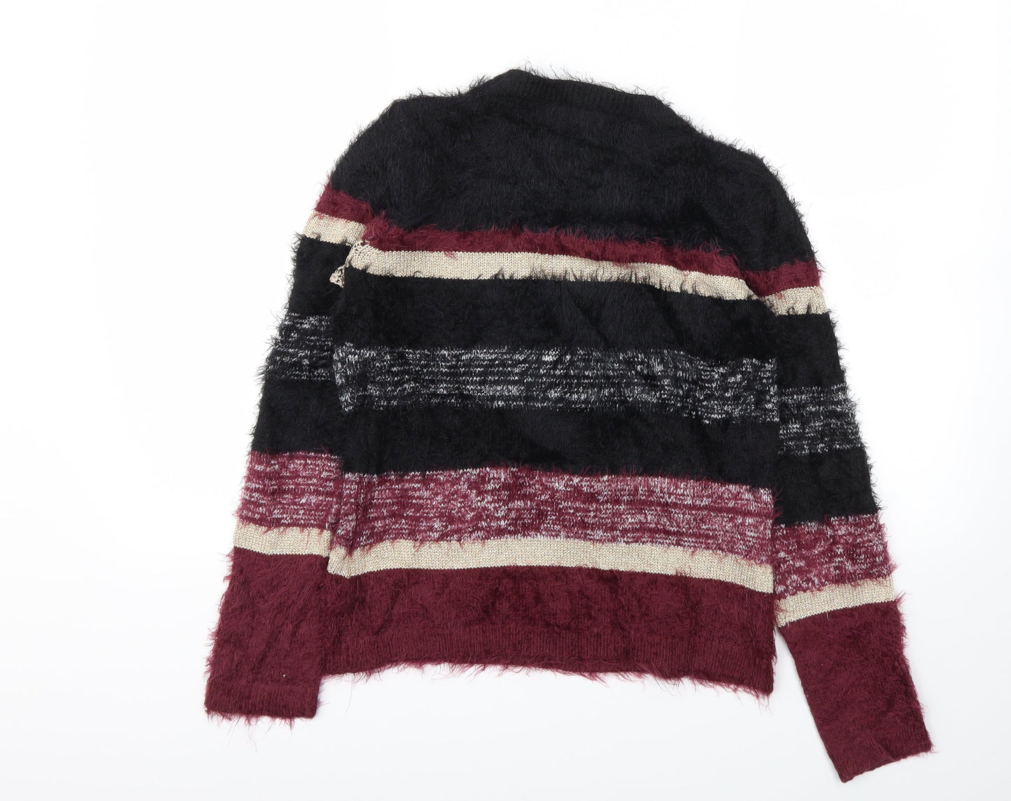 In Extenso Womens Black Striped  Pullover Sweatshirt Size S