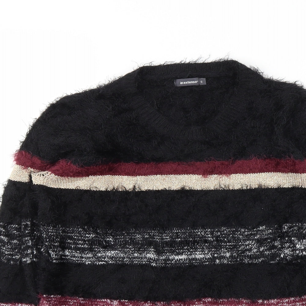 In Extenso Womens Black Striped  Pullover Sweatshirt Size S