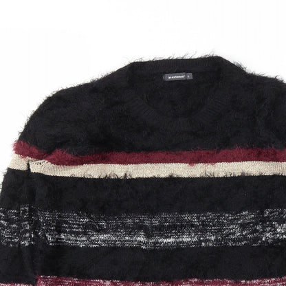 In Extenso Womens Black Striped  Pullover Sweatshirt Size S