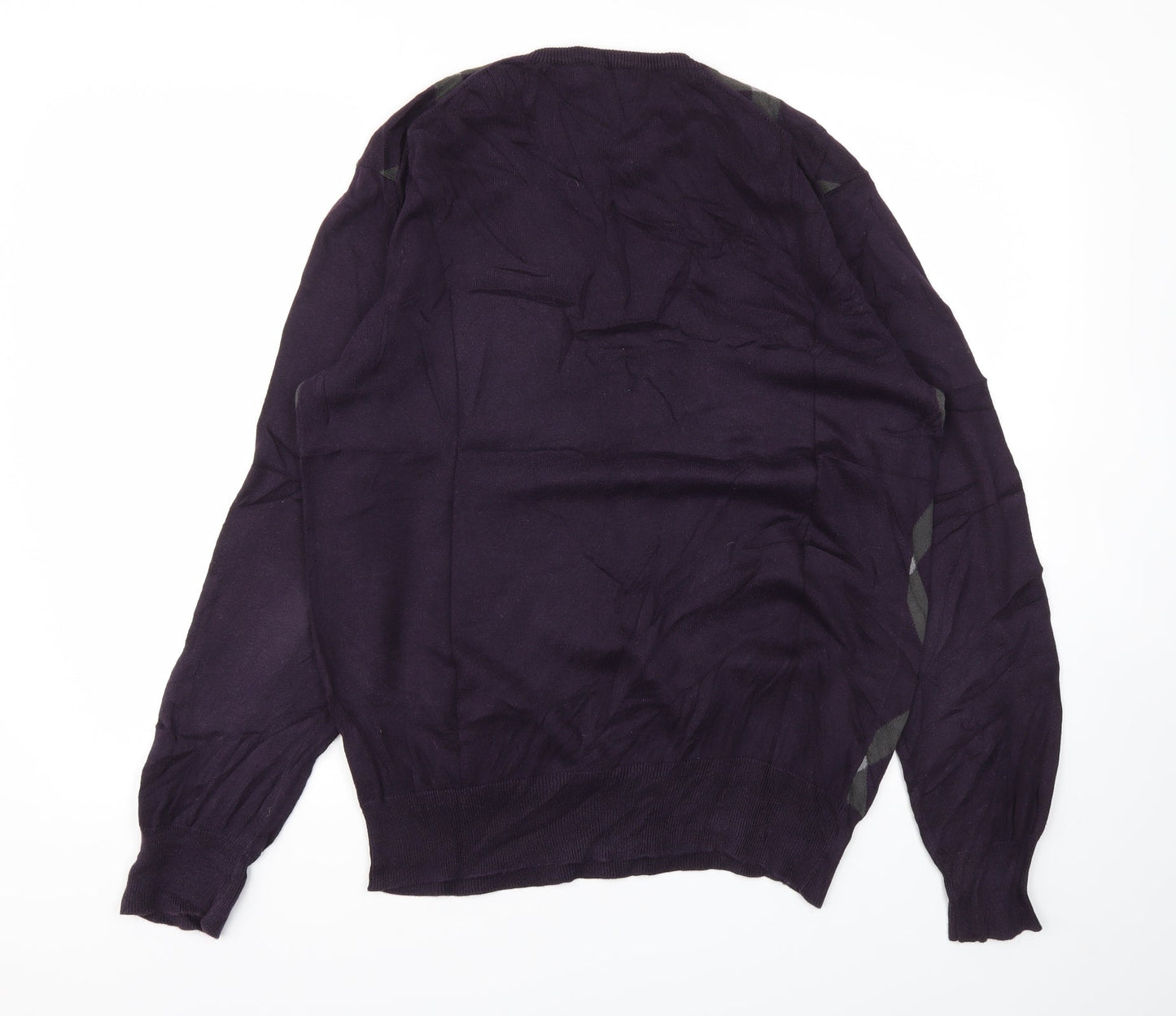 PETERERTH Mens Purple Geometric  Pullover Sweatshirt Size L