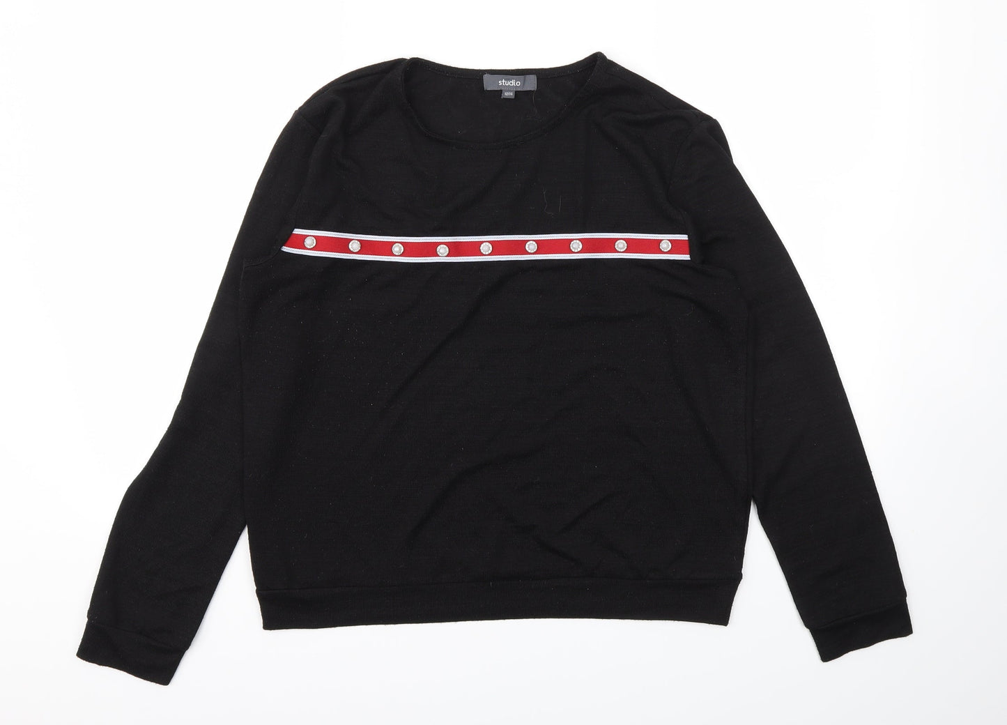 STUDIO  Womens Black   Basic T-Shirt Size 12