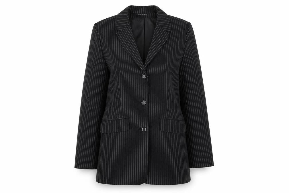 Select Womens Black Striped  Jacket Blazer Size 10