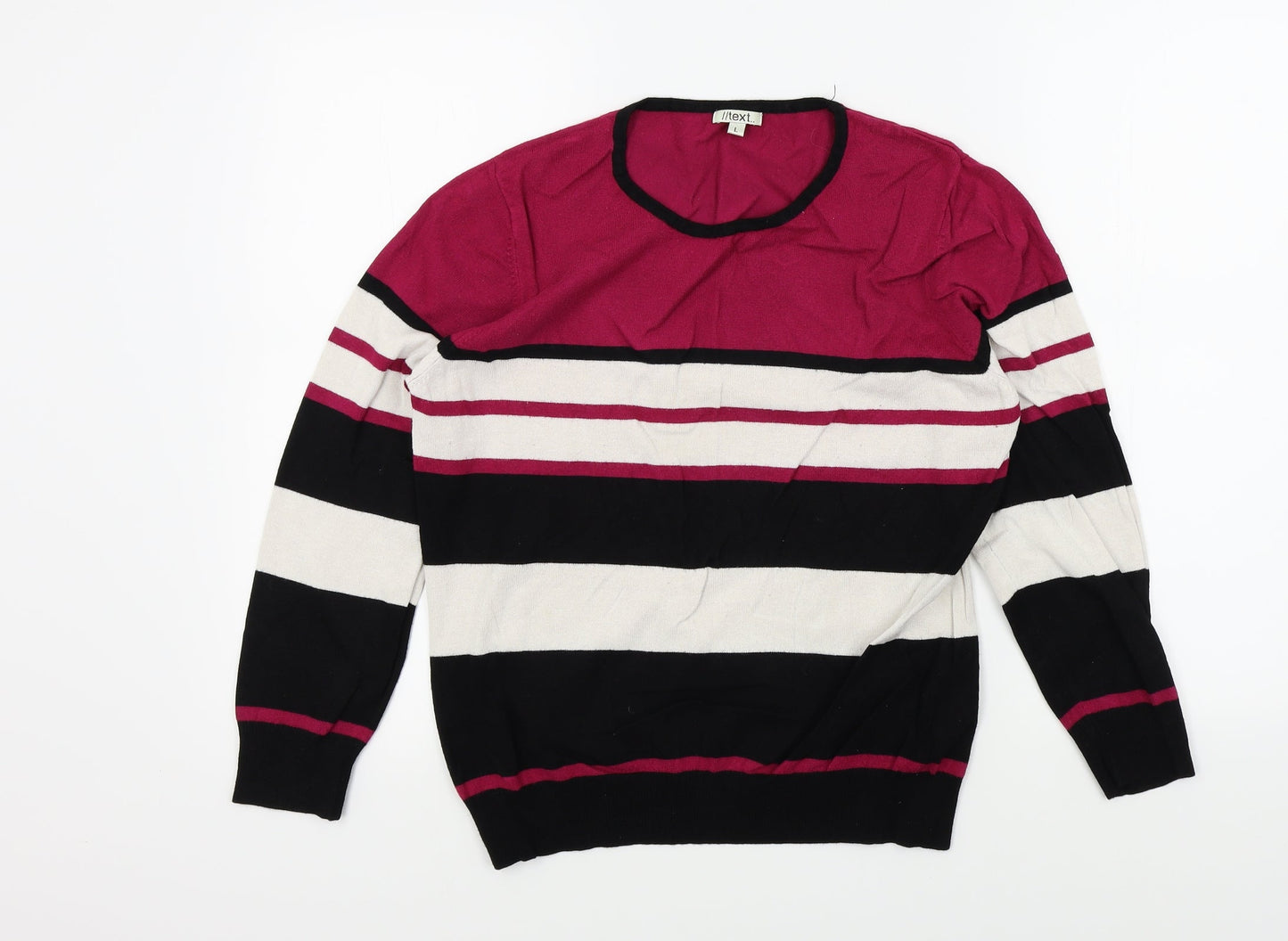 TEXT Womens Multicoloured Striped  Pullover Jumper Size L