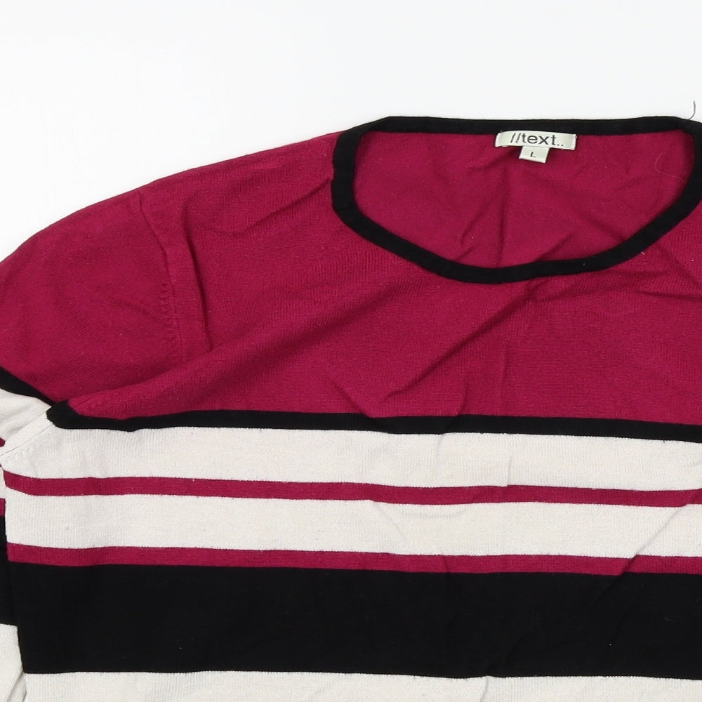 TEXT Womens Multicoloured Striped  Pullover Jumper Size L