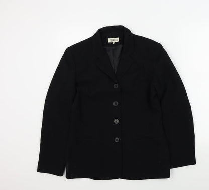 Preloved equations Womens Black Colourblock  Jacket Blazer Size 12 - Front