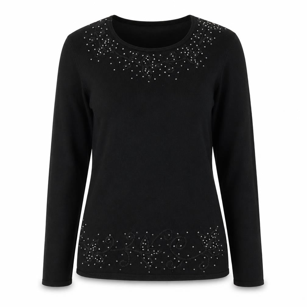 Jumper Womens Black Floral  Pullover Jumper Size M